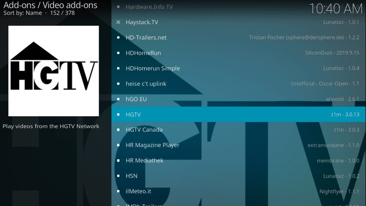Step 5 - How to Install HGTV Kodi Addon Guide