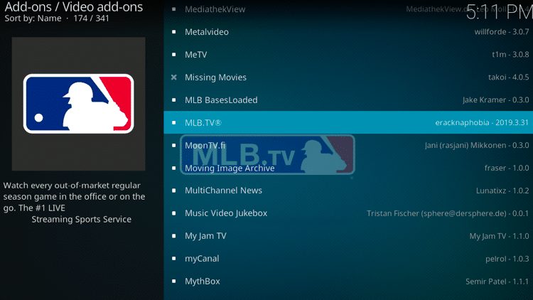 Step 5 - How to Install MLB TV Kodi Addon Guide