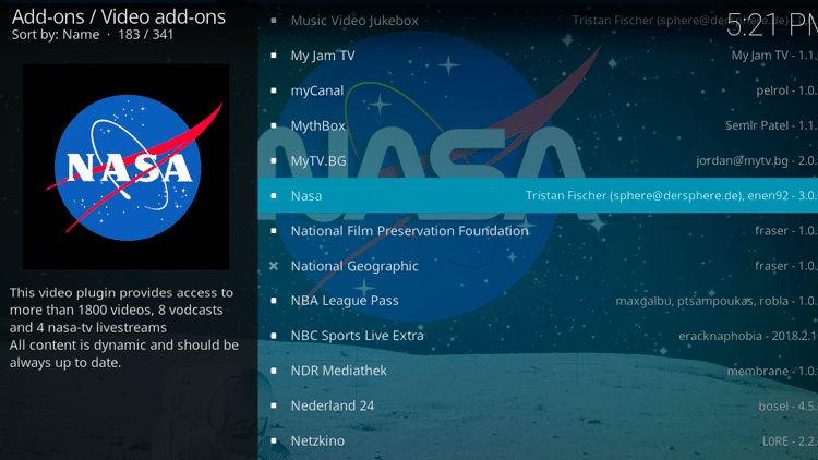 Step 5 - How to Install NASA Kodi Addon Guide