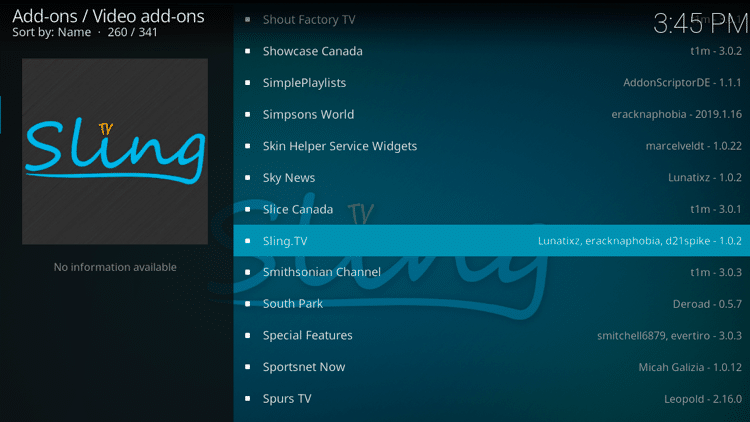 Step 5 - How to Install Sling TV Kodi Addon Guide