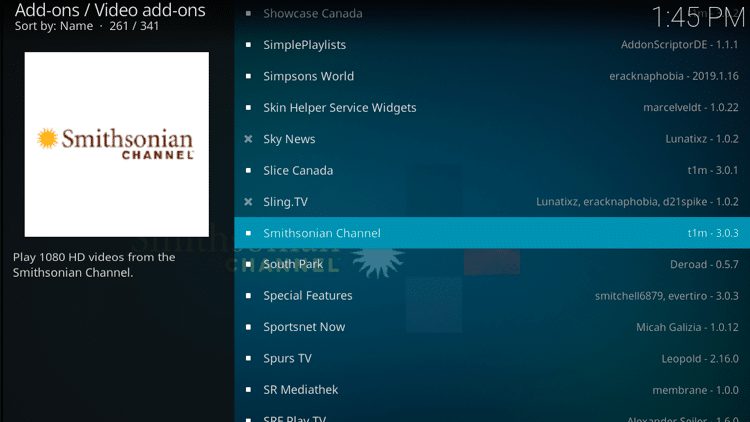 Step 5 - How to Install Smithsonian Channel Kodi Addon Guide