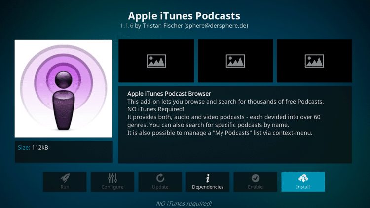 Step 6 - How to Install Apple iTunes Podcasts Kodi Addon Guide