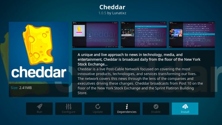 Step 6 - How to Install Cheddar Kodi Addon Guide