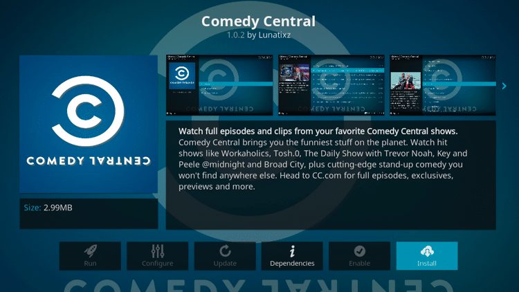 Step 6 - How to Install Comedy Central Kodi Addon Guide
