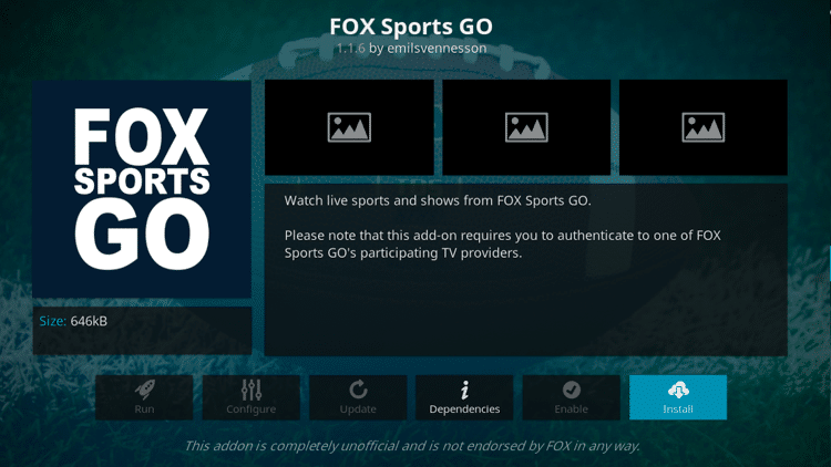 Step 6 - How to Install FoxSports Go Kodi Addon Guide