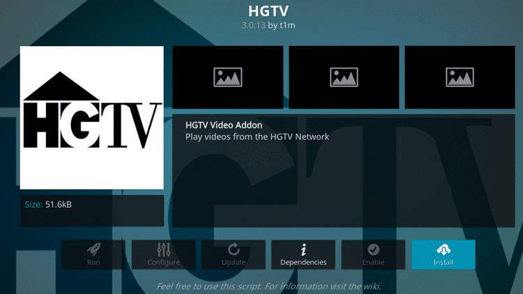 Step 6 - How to Install HGTV Kodi Addon Guide