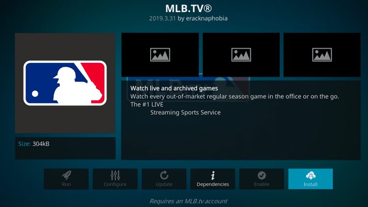 Step 6 - How to Install MLB TV Kodi Addon Guide