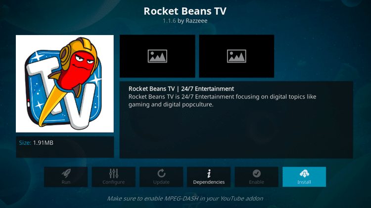 Step 6 - How to Install Rocket Beans TV Kodi Addon Guide