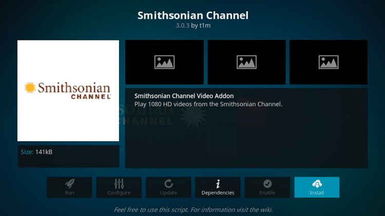 Step 6 - How to Install Smithsonian Channel Kodi Addon Guide
