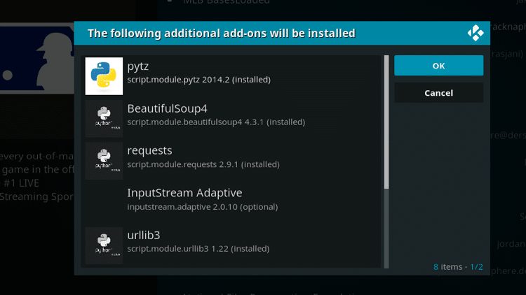 Step 7 - How to Install MLB TV Kodi Addon Guide