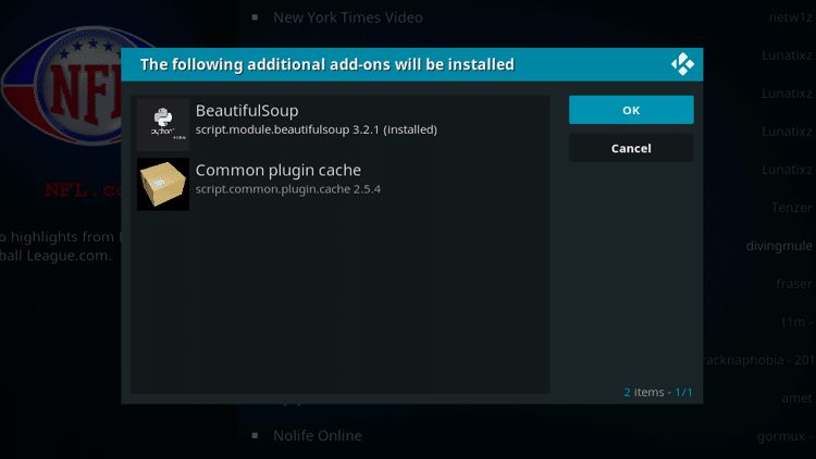 Step 7 - How to Install NFL.com Kodi Addon Guide