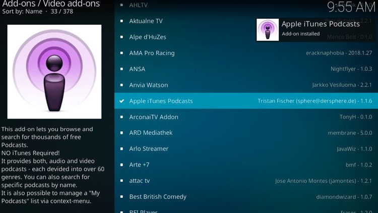 Step 8 - How to Install Apple iTunes Podcasts Kodi Addon Guide