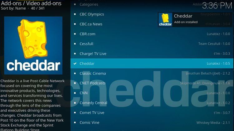 Step 8 - How to Install Cheddar Kodi Addon Guide