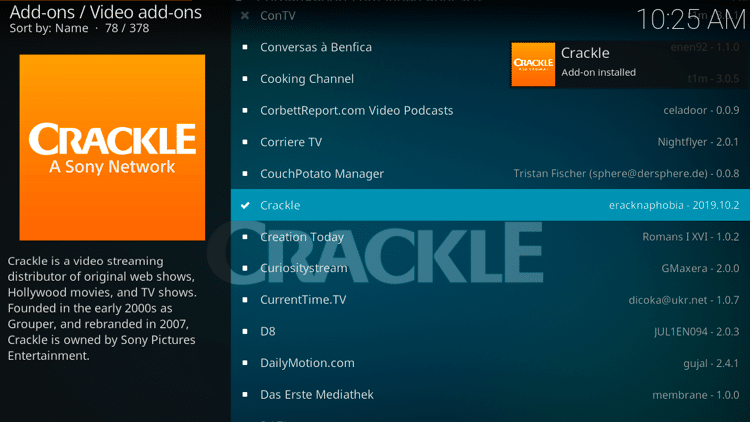 Step 8 - How to Install Crackle Kodi Addon Guide