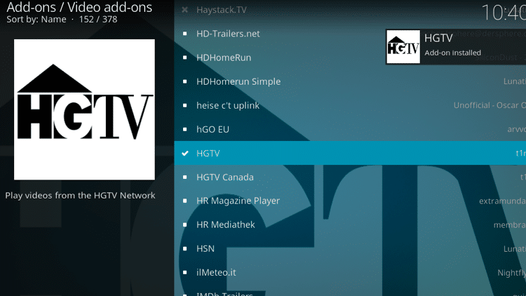 Step 8 - How to Install HGTV Kodi Addon Guide