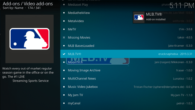 Step 8 - How to Install MLB TV Kodi Addon Guide