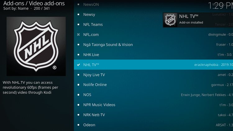 Step 8 - How to Install NHL TV Kodi Addon Guide
