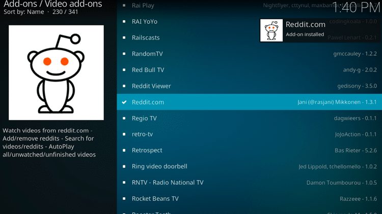 Step 8 - How to Install Reddit Kodi Addon Guide
