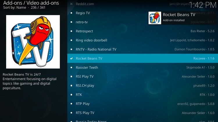 Step 8 - How to Install Rocket Beans TV Kodi Addon Guide