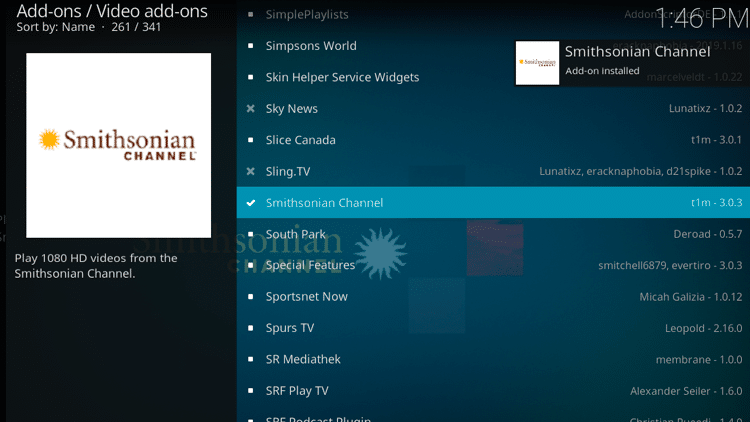 Step 8 - How to Install Smithsonian Channel Kodi Addon Guide