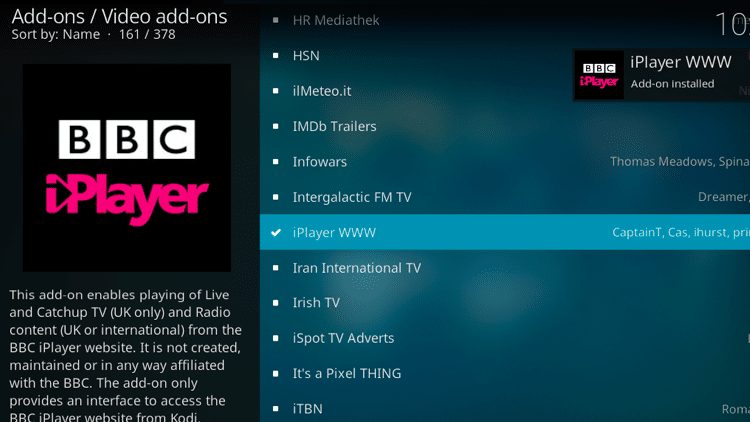 Step 8 - How to Install iPlayer WWW Kodi Addon Guide