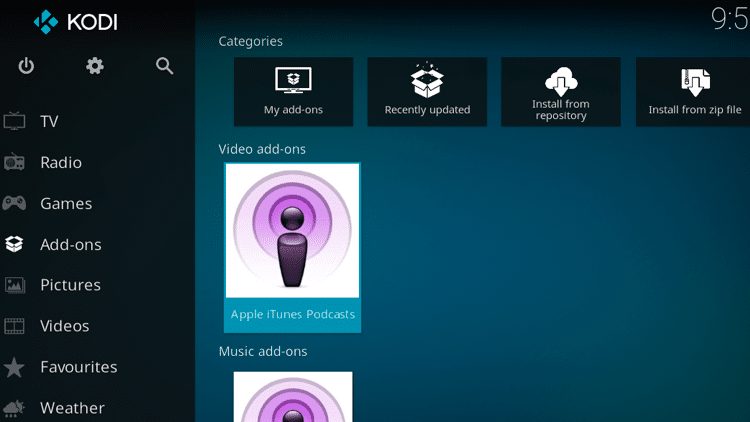 Step 9 - How to Install Apple iTunes Podcasts Kodi Addon Guide