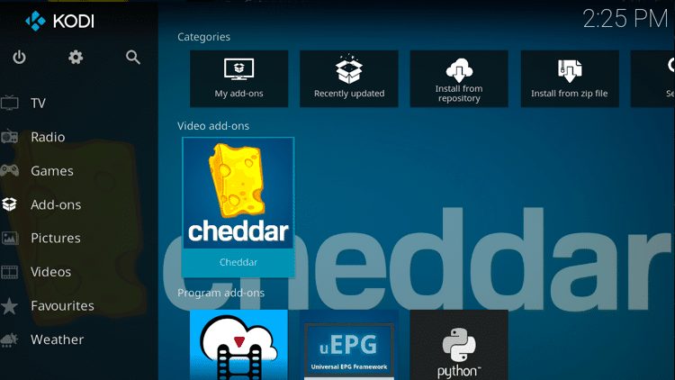 Step 9 - How to Install Cheddar Kodi Addon Guide