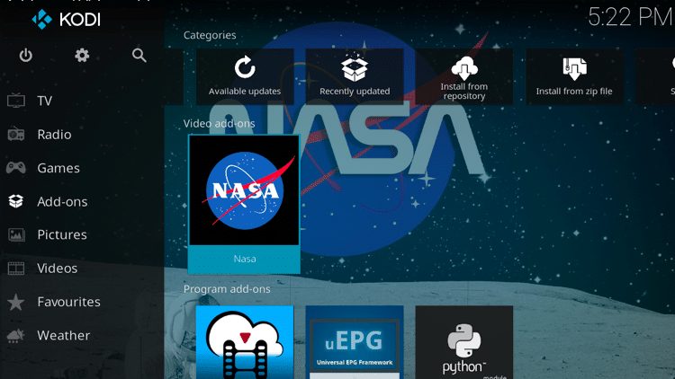 Step 9 - How to Install NASA Kodi Addon Guide