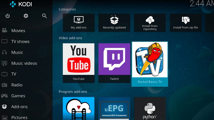 Step 9 - How to Install Rocket Beans TV Kodi Addon Guide