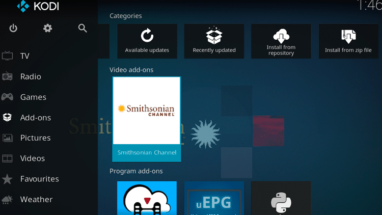 Step 9 - How to Install Smithsonian Channel Kodi Addon Guide