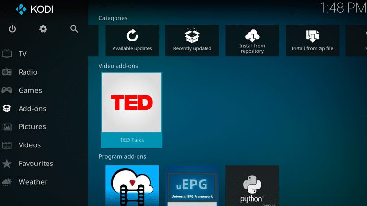 Step 9 - How to Install TED Talks Kodi Addon Guide