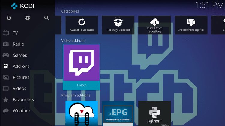 Step 9 - How to Install Twitch Kodi Addon Guide