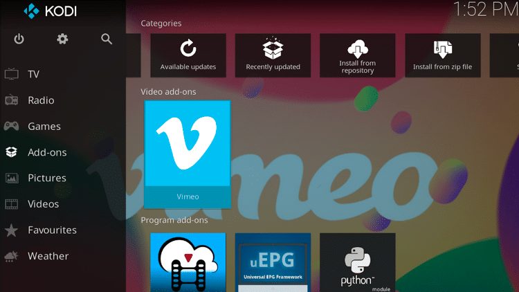Step 9 - How to Install Vimeo Kodi Addon Guide