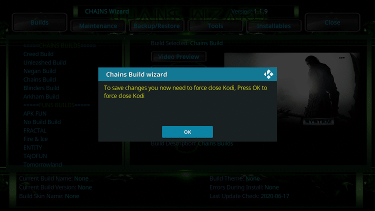 When this message appears click OK