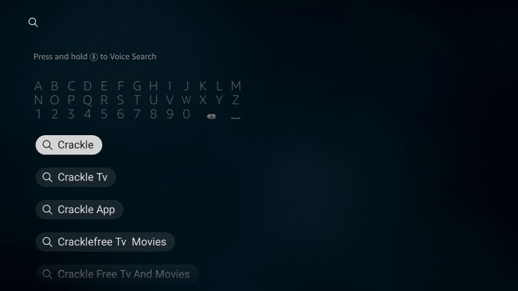 Type in "Crackle" and select the first option
