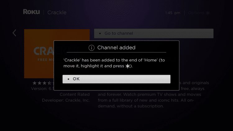 Click OK when this message appears