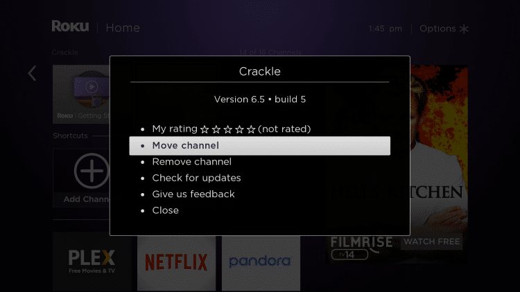 If you want to move your channel towards the top select Move channel