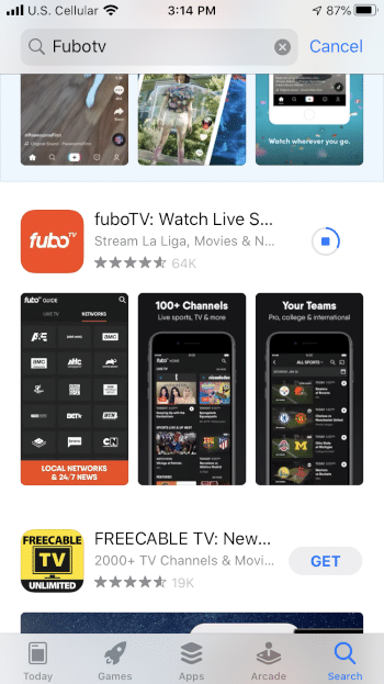 Wait a few seconds for the fuboTV app to install