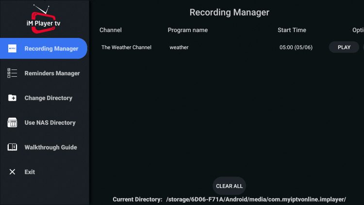 You will notice your scheduled recording appears within the Recording Manager.