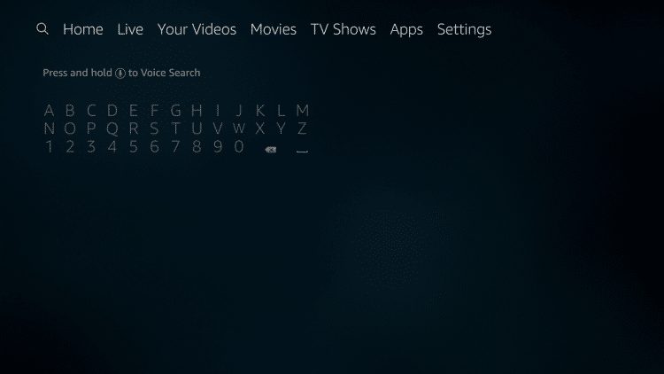 On the home screen of your Firestick/Fire TV, hover over the search icon on the left side of the menu.