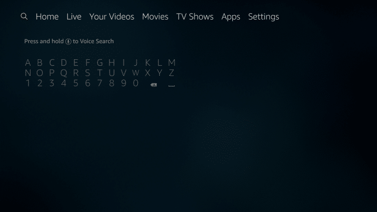 On the home screen of your Firestick/Fire TV, hover over the search icon on the left side of the menu.
