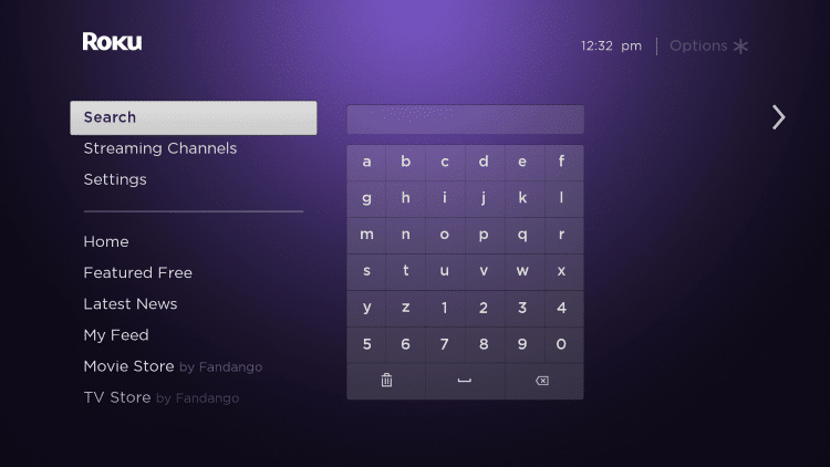 On the home screen of your Roku device, scroll down and click Search.