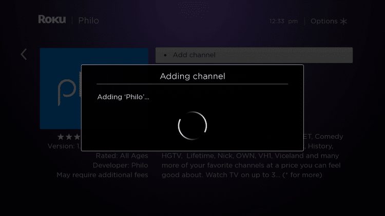 Wait for Philo to be added to your channels.