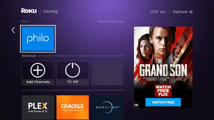 Return back to the home screen on your Roku device and locate the Philo app