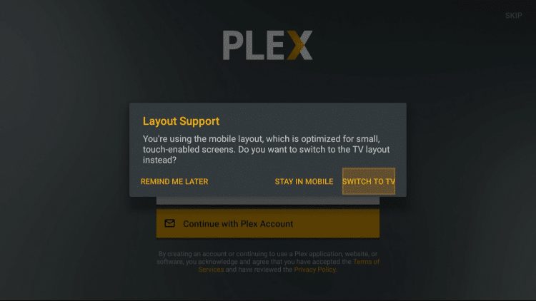 Plex Switch to TV for Formuler Z8