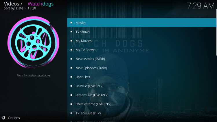 That's it! The WatchdDogs Kodi Addon is now successfully installed.