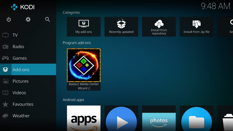 Return to Main Menu and click Add-Ons