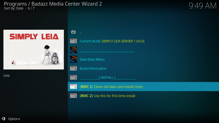 Click (BMC 2) Clears old data and installs fresh