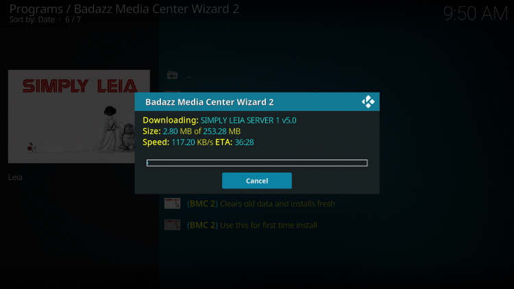 Wait for the BMC Kodi Build to install