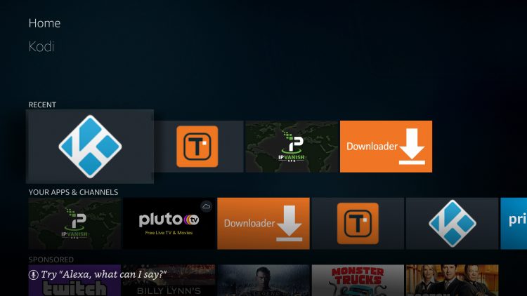 Once the download is complete, reopen Kodi from the Home menu